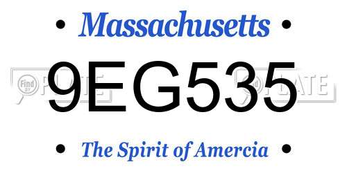 9EG535 Massachusetts License Plate