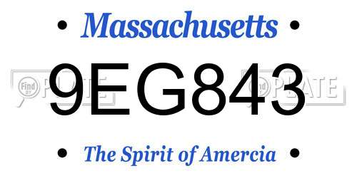 9EG843 Massachusetts License Plate