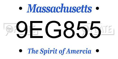 9EG855 Massachusetts License Plate