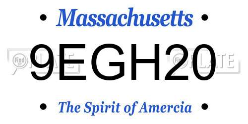 9EGH20 Massachusetts License Plate