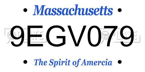 9EGV079 Massachusetts License Plate