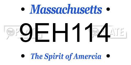 9EH114 Massachusetts License Plate
