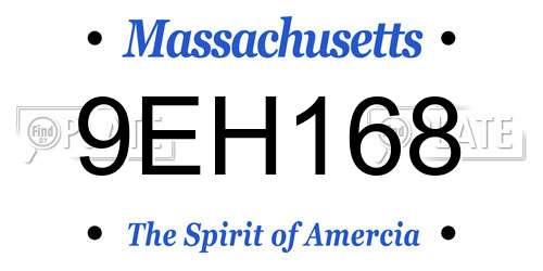 9EH168 Massachusetts License Plate