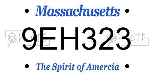9EH323 Massachusetts License Plate