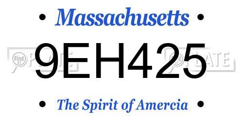 9EH425 Massachusetts License Plate