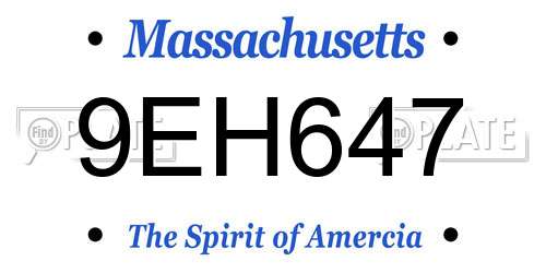 9EH647 Massachusetts License Plate