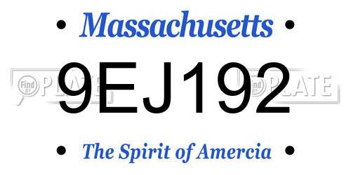 9EJ192 Massachusetts License Plate