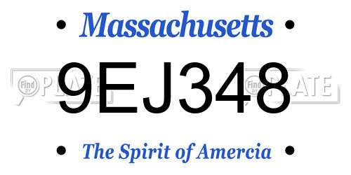9EJ348 Massachusetts License Plate