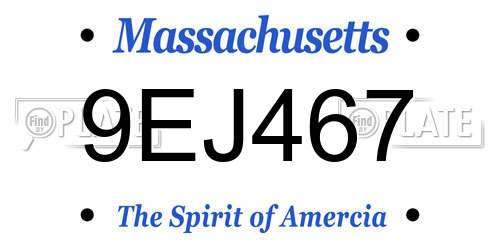 9EJ467 Massachusetts License Plate
