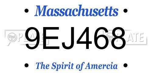 9EJ468 Massachusetts License Plate