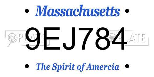 9EJ784 Massachusetts License Plate