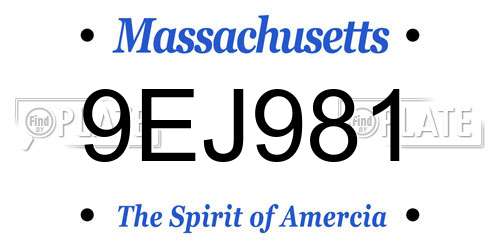 9EJ981 Massachusetts License Plate