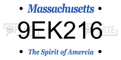 9EK216 Massachusetts License Plate