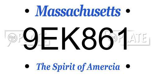 9EK861 Massachusetts License Plate