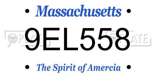 9EL558 Massachusetts License Plate