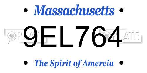9EL764 Massachusetts License Plate