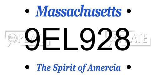 9EL928 Massachusetts License Plate