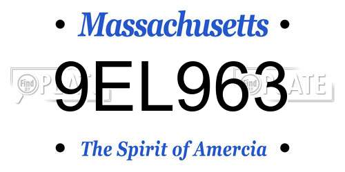 9EL963 Massachusetts License Plate