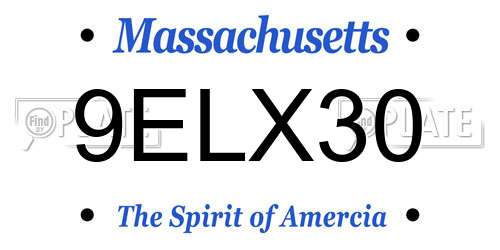 9ELX30 Massachusetts License Plate