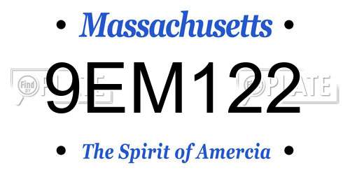 9EM122 Massachusetts License Plate