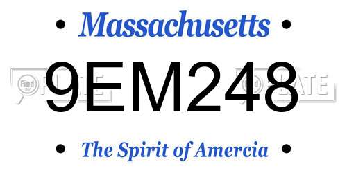 9EM248 Massachusetts License Plate