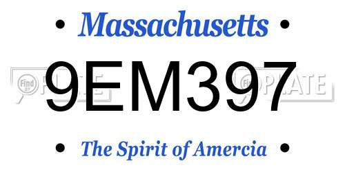 9EM397 Massachusetts License Plate