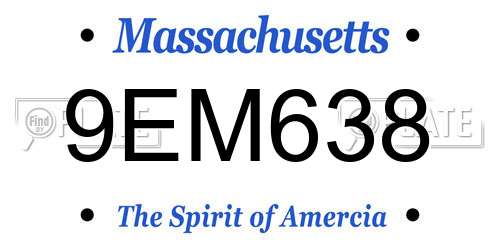 9EM638 Massachusetts License Plate