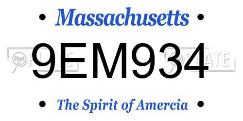 9EM934 Massachusetts License Plate