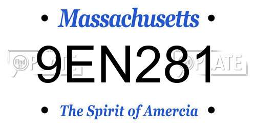 9EN281 Massachusetts License Plate