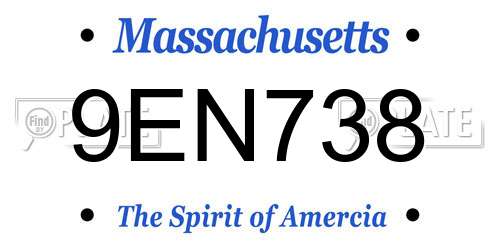 9EN738 Massachusetts License Plate
