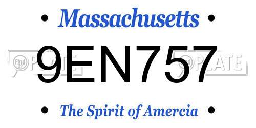 9EN757 Massachusetts License Plate