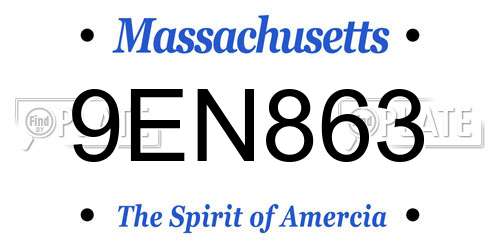 9EN863 Massachusetts License Plate