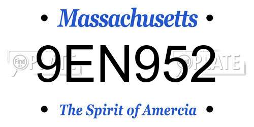 9EN952 Massachusetts License Plate