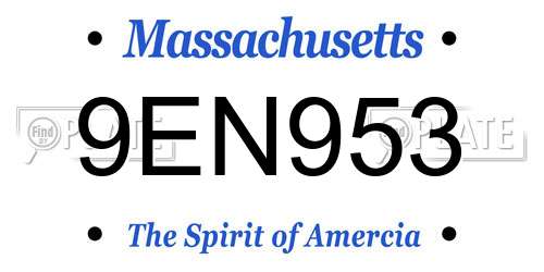 9EN953 Massachusetts License Plate