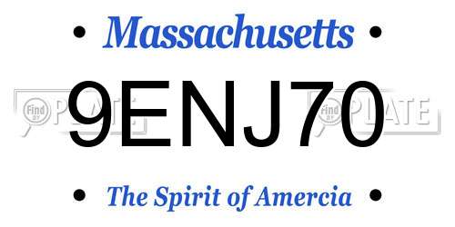 9ENJ70 Massachusetts License Plate
