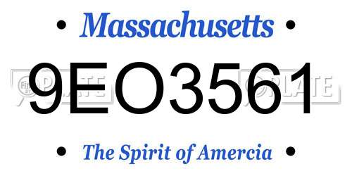 9EO3561 Massachusetts License Plate