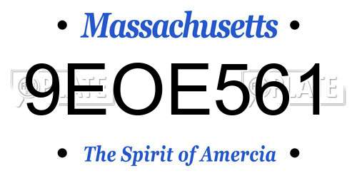 9EOE561 Massachusetts License Plate