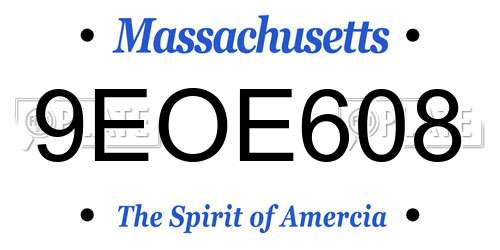 9EOE608 Massachusetts License Plate