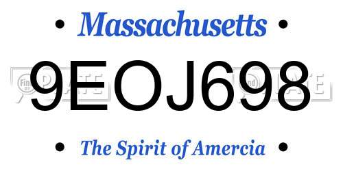 9EOJ698 Massachusetts License Plate