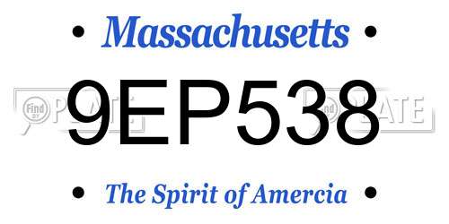 9EP538 Massachusetts License Plate