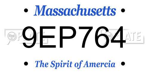 9EP764 Massachusetts License Plate