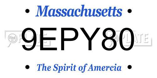 9EPY80 Massachusetts License Plate
