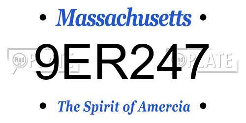 9ER247 Massachusetts License Plate