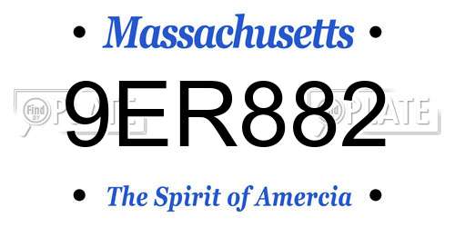 9ER882 Massachusetts License Plate