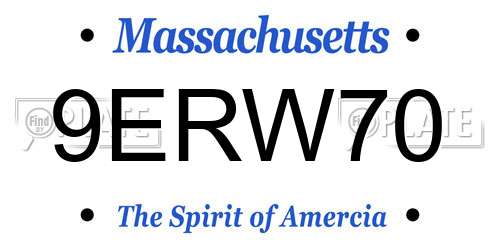 9ERW70 Massachusetts License Plate