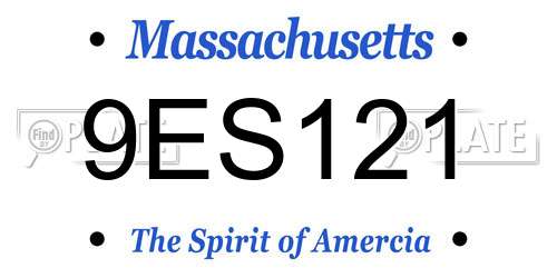 9ES121 Massachusetts License Plate