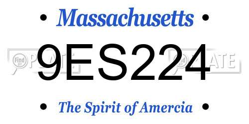 9ES224 Massachusetts License Plate