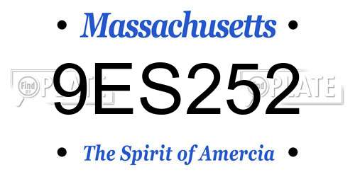 9ES252 Massachusetts License Plate