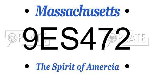 9ES472 Massachusetts License Plate