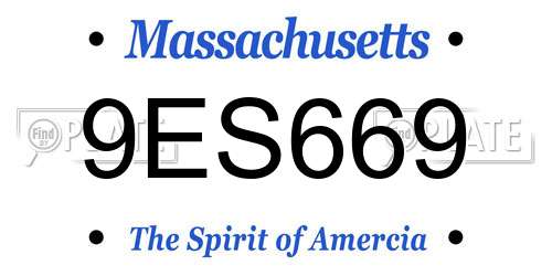 9ES669 Massachusetts License Plate